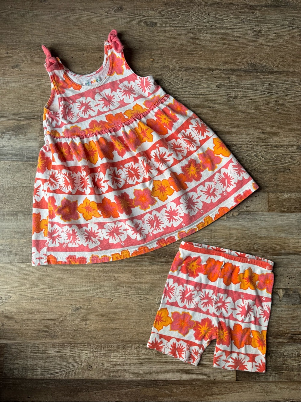 Gymboree Vintage 1996 “Tahitian summer” rainbow tag tunic & shorts set